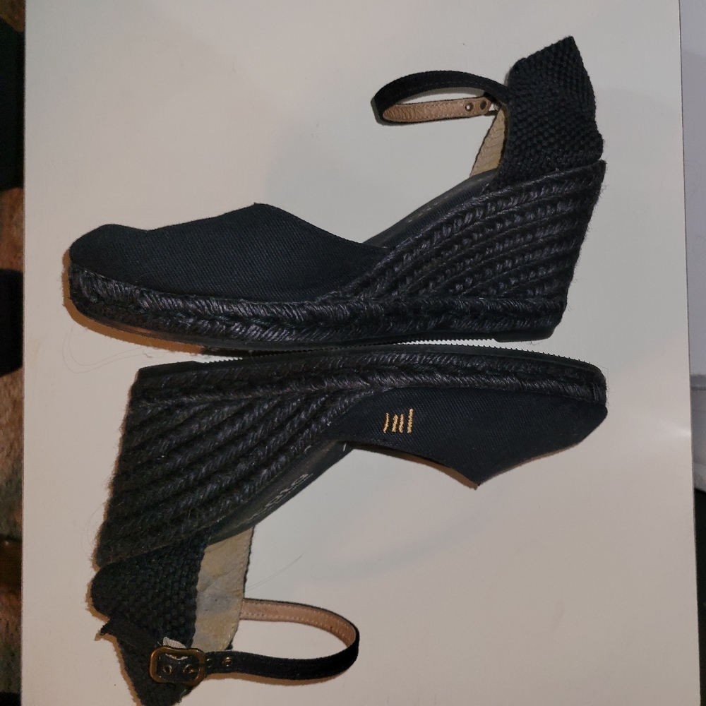 Viscata black Satuna canvas jute espadrille wedge